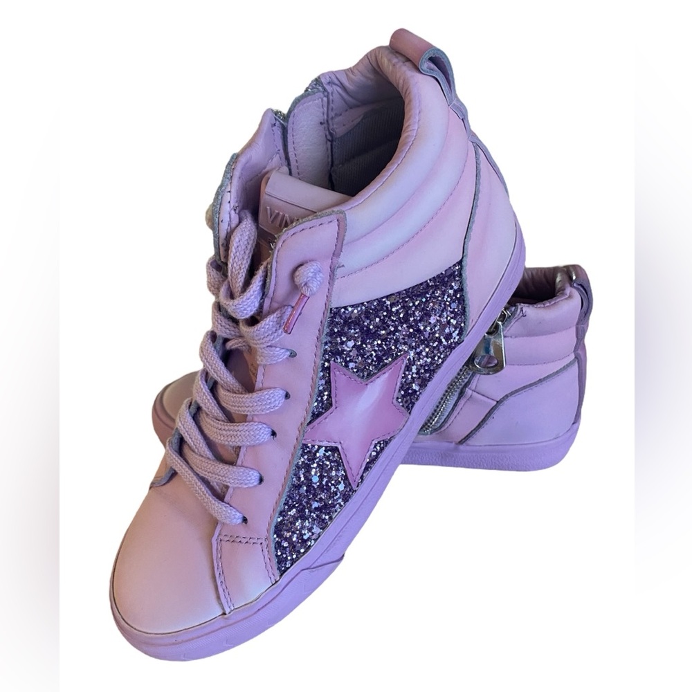 VINTAGE HAVANA Women's Alexis Glitter High Top Sneakers Shoes, Faded Purple 7.5